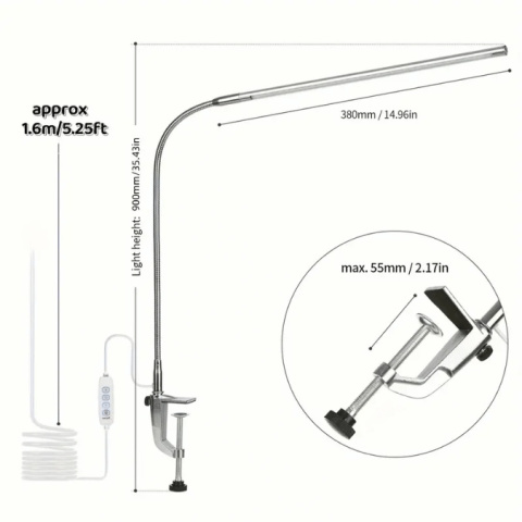 Lampa biurkowa LED srebrna